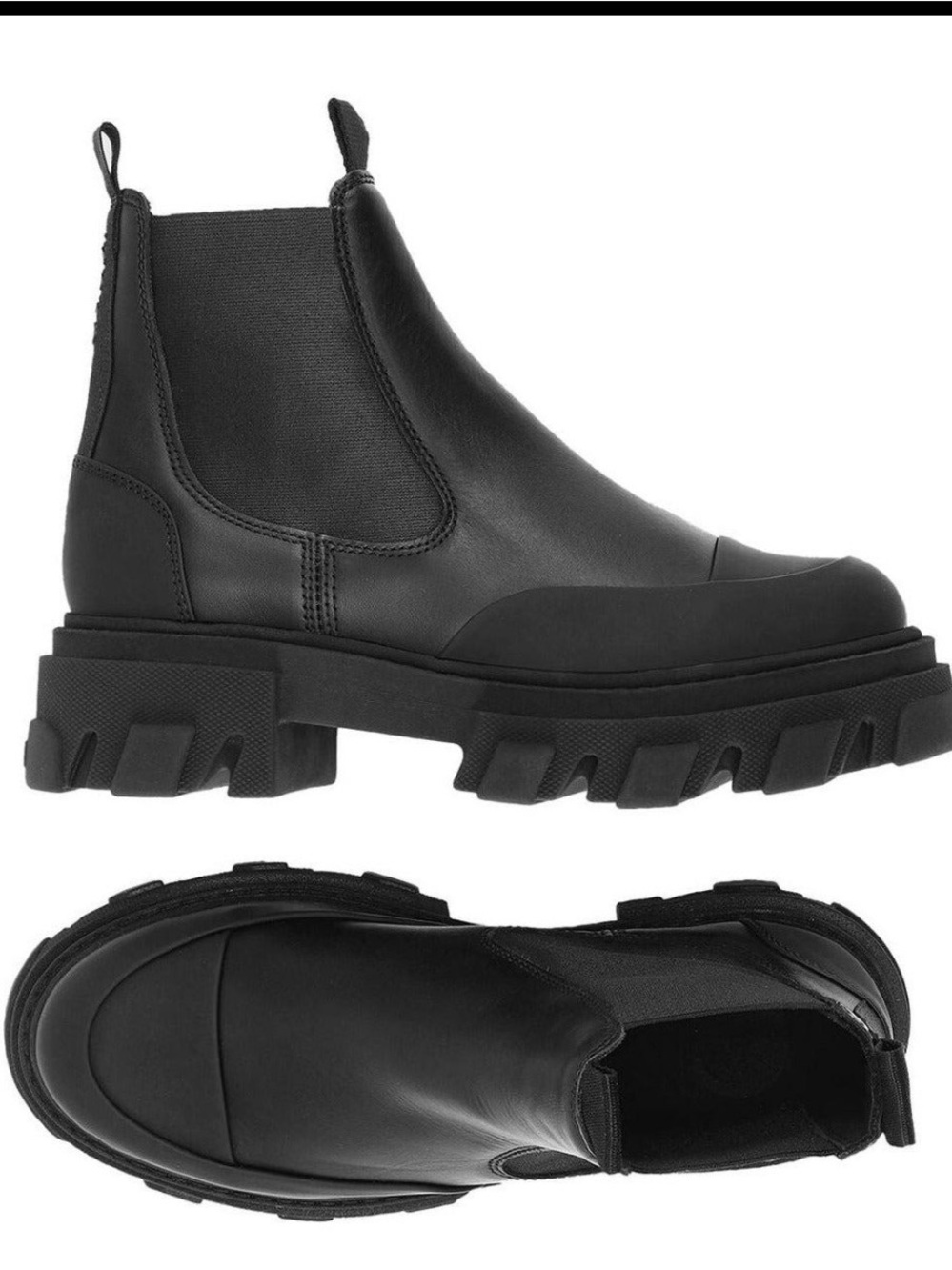 GANNI S1749 Calf Leather Low Chelsea Boots Black EU 39